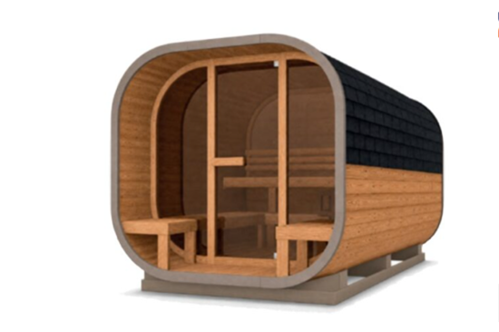 PASSION PLUS SAUNA - OUTDOOR, CUBE THERMO WOOD CAPPUCCINO WITH BROWN GLASS - Cube 260